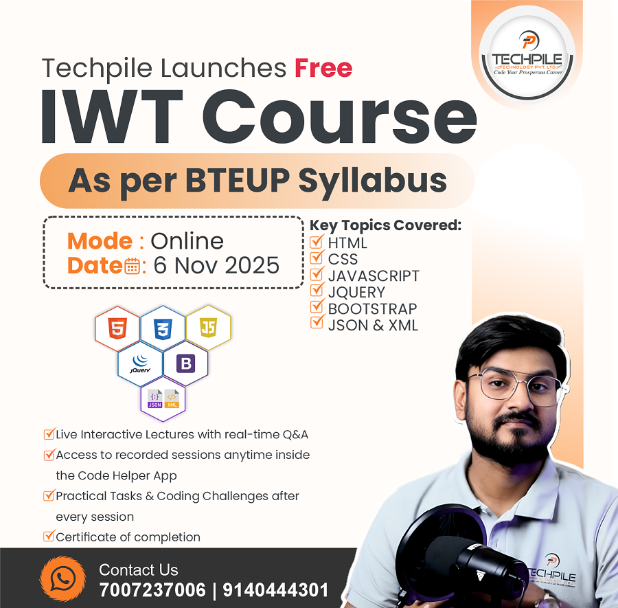 Techpile Launches IWT Course as per BTEUP Syllabus – Starting 6th Nov 2025!