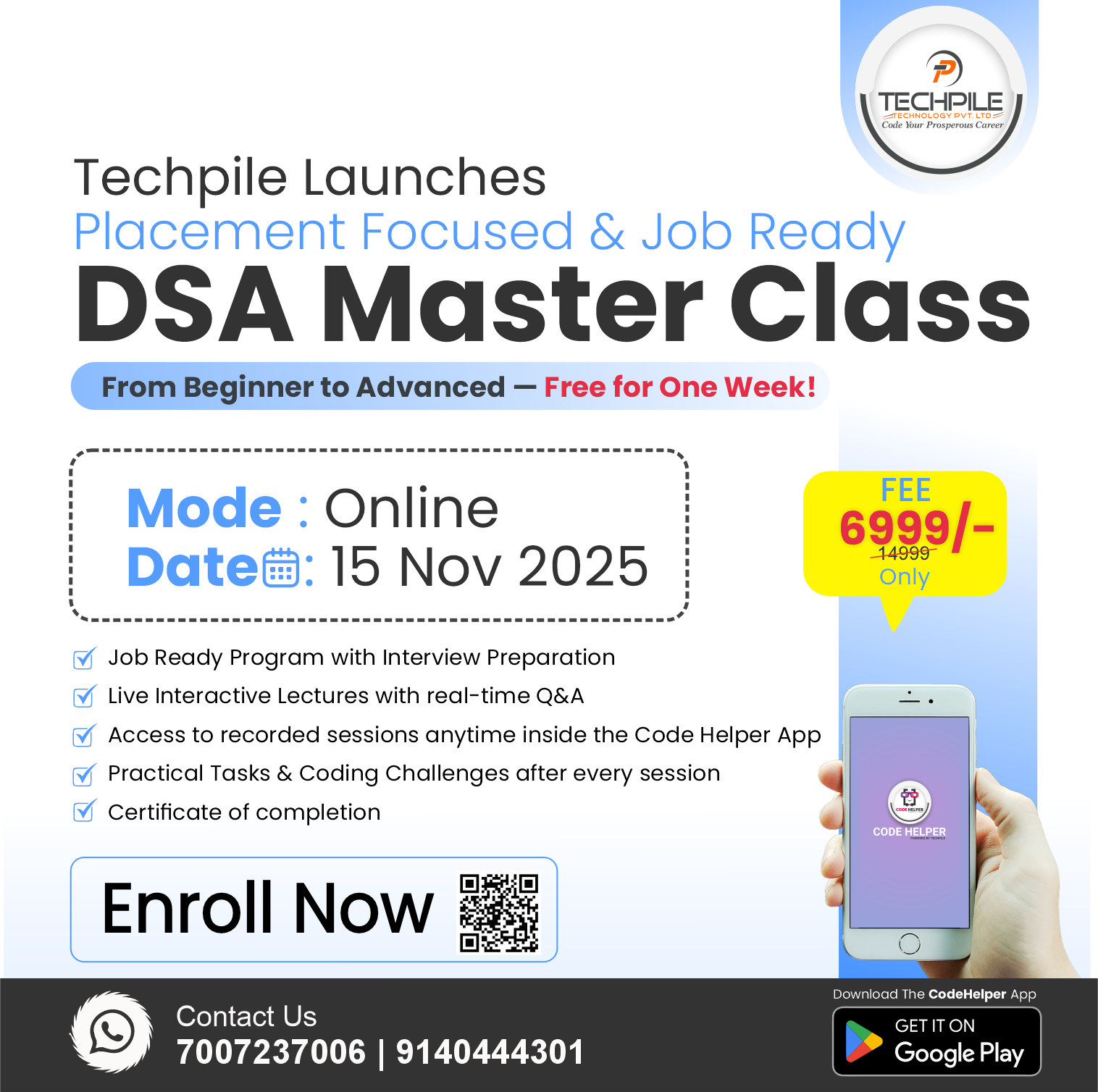 DSA Master Class (Data Structures & Algorithms) | By Techpile